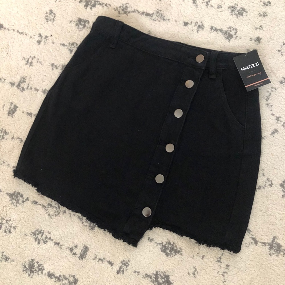 Forever 21 Asymmetric Button-Up Denim Skirt